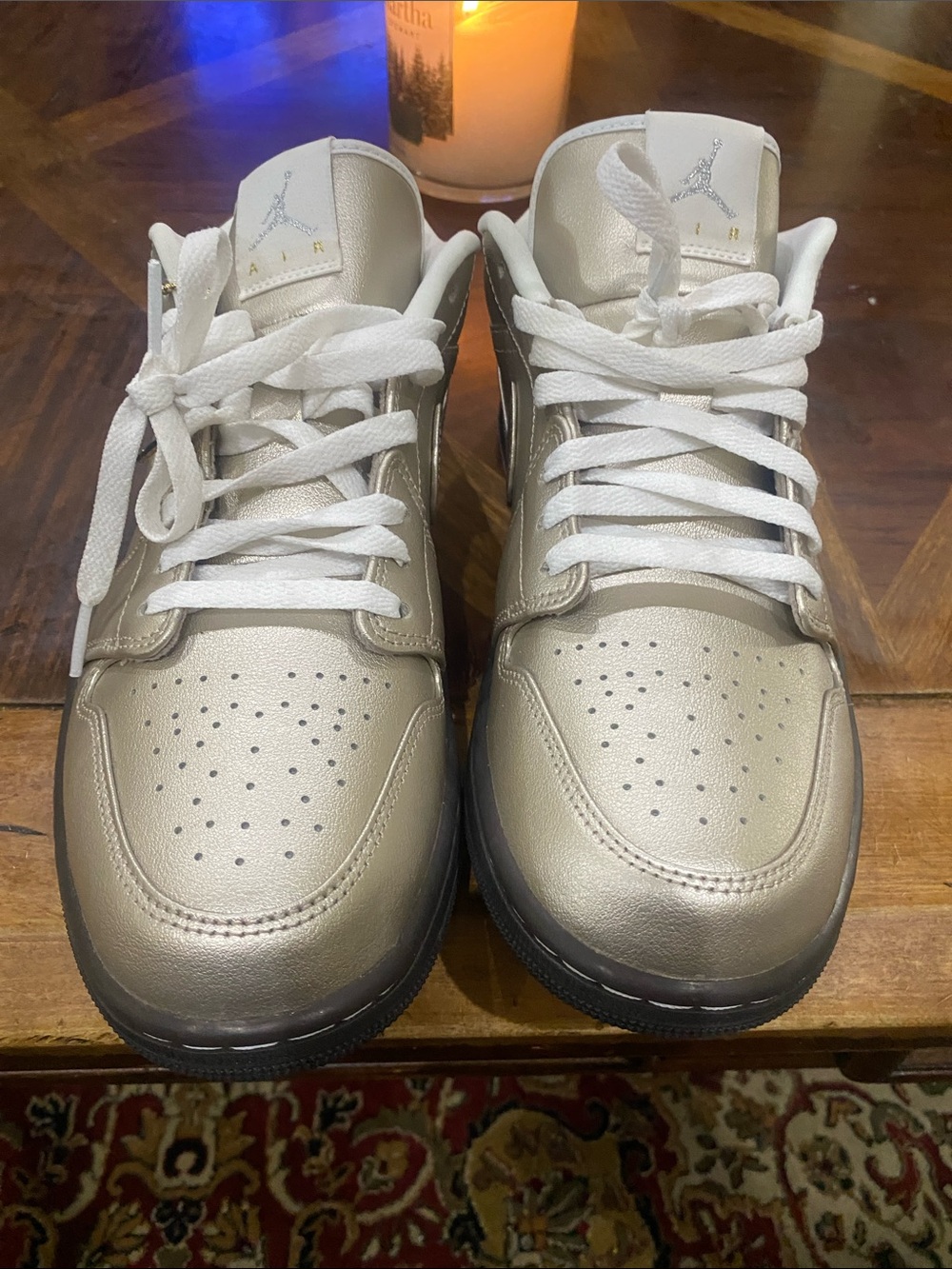 Nike Jordan Metallic Gold Low-Top Sneakers with White Laces